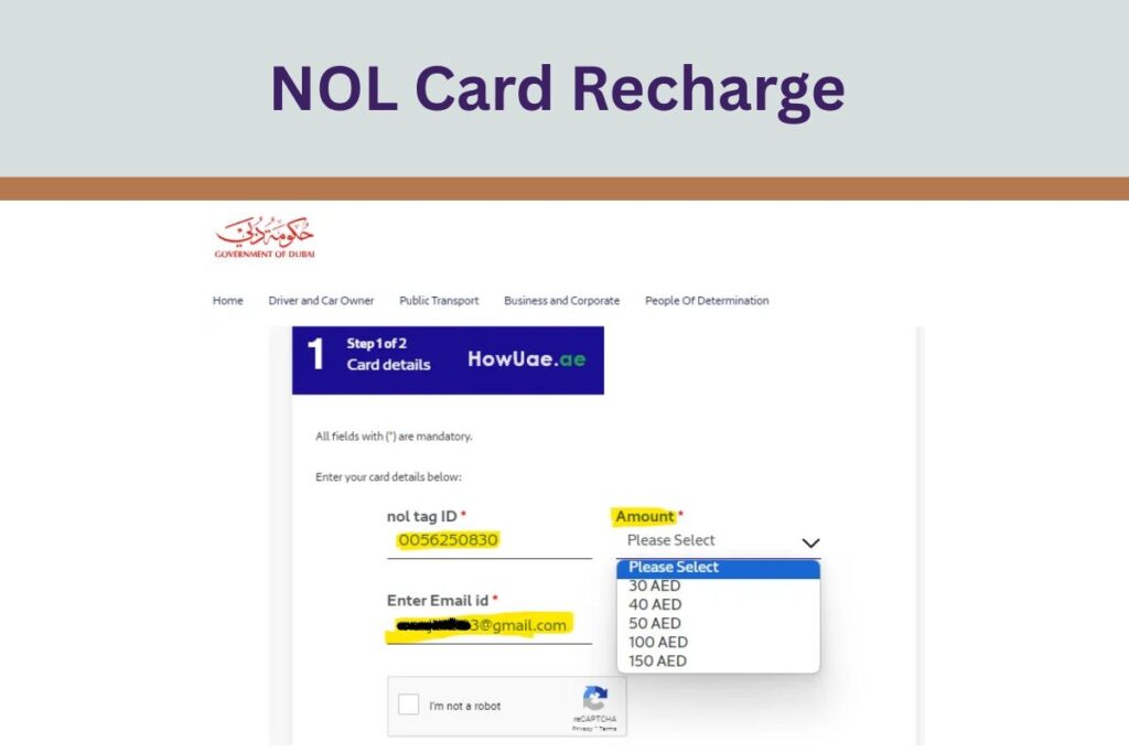 NOL Card Recharge Through the RTA Website